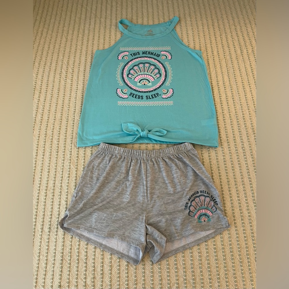 Justice - Pj Set - Blue and Gray Mermaid Sleepwear Set - Size: 14 / 16